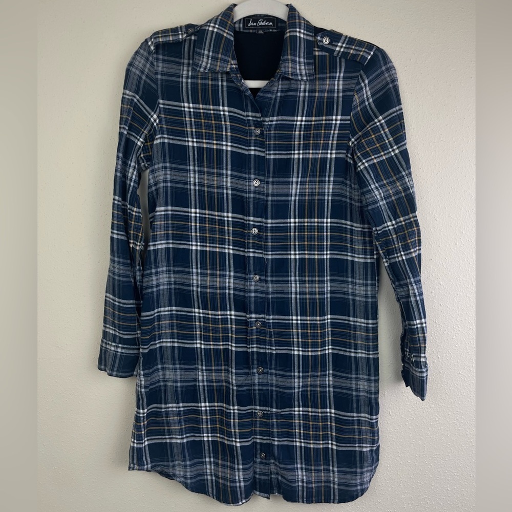 Sam Edelman Tartan Plaid Button Down Tunic Shirt … - image 3